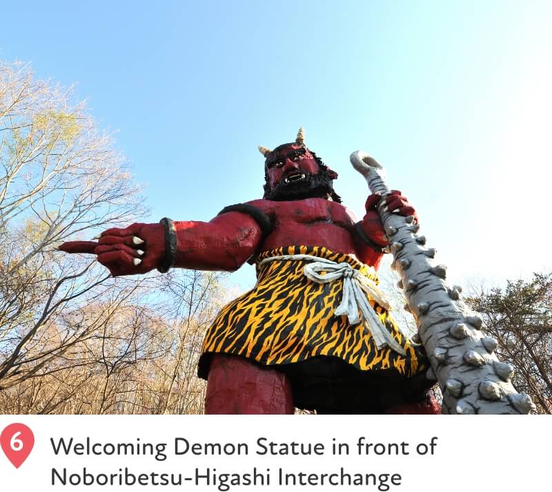 Welcoming Demon Statue in front of Noboribetsu-Higashi Interchange